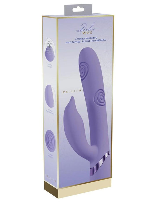 Load image 1 in gallery view. Vive Pallina Rechargeable Silicone Triple Motor G-Spot Vibrating and Tapping Beads Clit Stimulator - Lavender/Purple