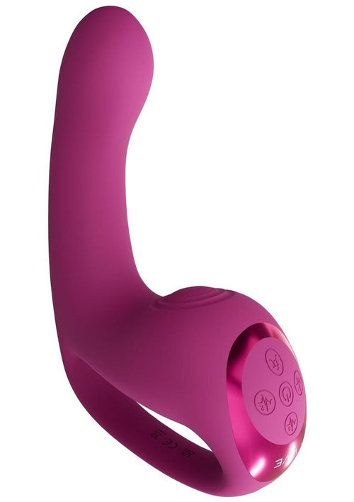 Load image 1 in gallery view. Vive Riko Rechargeable Silicone Triple Motor Thumper with Finger Motion Vibrator - Pink