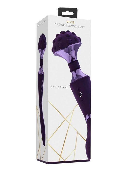 Load image 1 in gallery view. Vive Shiatsu Rechargeable Silicone Bendable Massager Wand - Purple