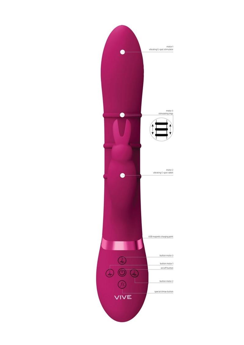 Vive Kura Rechargeable Silicone Triple Motor Up and Down Vibrating Triple Ring Rabbit Vive by Shots