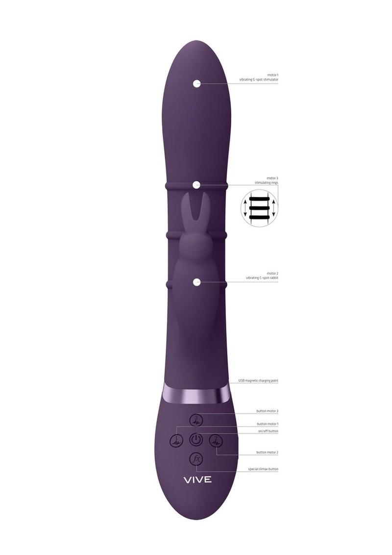 Vive Kura Rechargeable Silicone Triple Motor Up and Down Vibrating Triple Ring Rabbit Vive by Shots