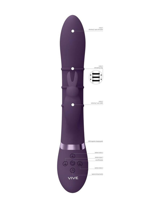 Load image 1 in gallery view. Vive Kura Rechargeable Silicone Triple Motor Up and Down Vibrating Triple Ring Rabbit Vive by Shots