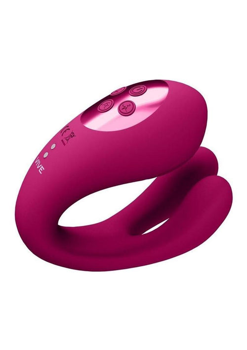 Load image 1 in gallery view. Vive Yoko Rechargeable Silicone Tripe Motor Dual Prongs with Clitoral Pulse Wave Vibrator Vive by Shots
