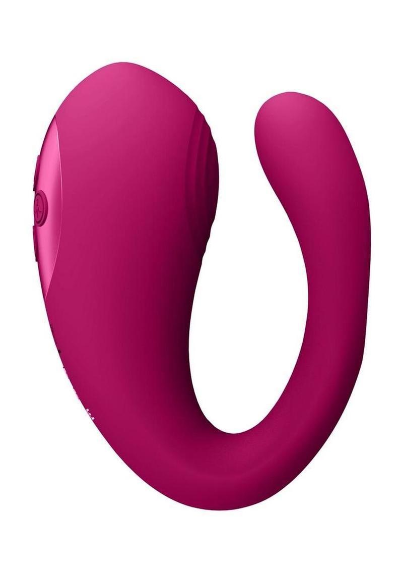 Vive Yoko Rechargeable Silicone Tripe Motor Dual Prongs with Clitoral Pulse Wave Vibrator Vive by Shots