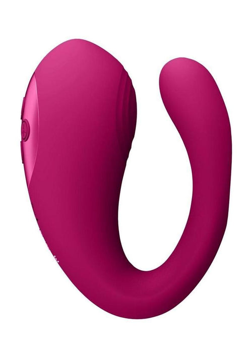 Load image 1 in gallery view. Vive Yoko Rechargeable Silicone Tripe Motor Dual Prongs with Clitoral Pulse Wave Vibrator Vive by Shots