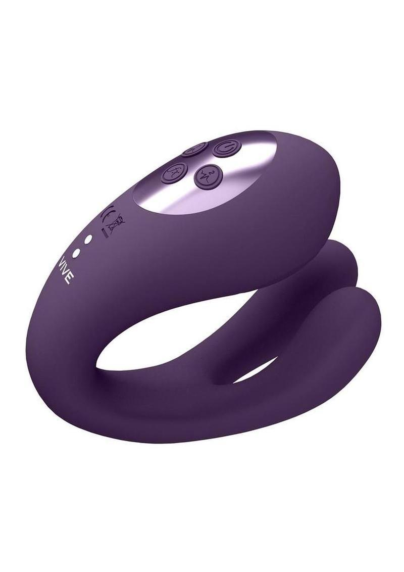 Vive Yoko Rechargeable Silicone Tripe Motor Dual Prongs with Clitoral Pulse Wave Vibrator Vive by Shots