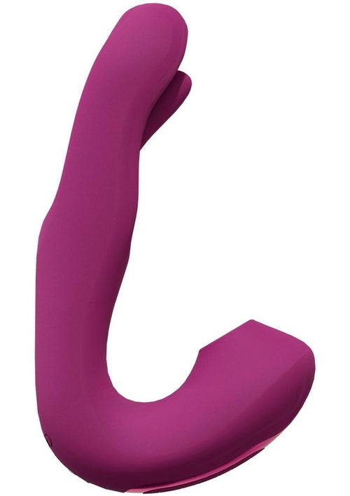 Load image 1 in gallery view. Vive Yuna Rechargeable Silicone Triple Motor Air Wave Vibrator with G-Spot Flapping Stimulation Vibrator - Pink