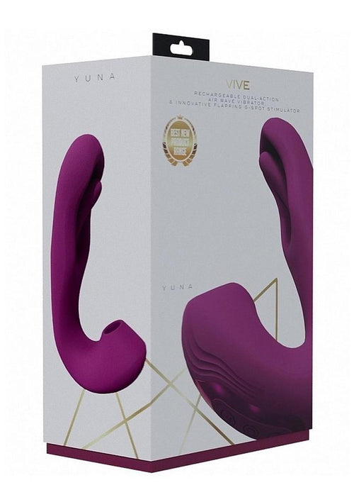 Load image 1 in gallery view. Vive Yuna Rechargeable Silicone Triple Motor Air Wave Vibrator with G-Spot Flapping Stimulation Vibrator - Pink
