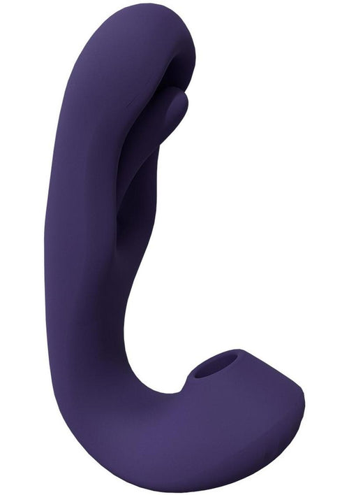Load image 1 in gallery view. Vive Yuna Rechargeable Silicone Triple Motor Air Wave Vibrator with G-Spot Flapping Stimulation Vibrator - Purple