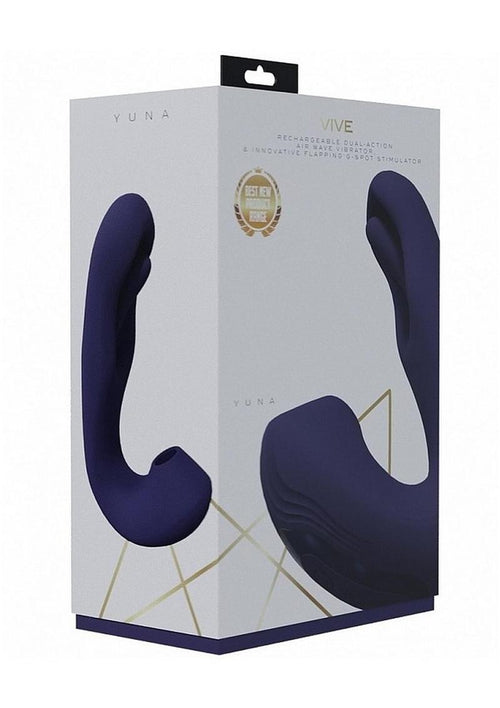 Load image 1 in gallery view. Vive Yuna Rechargeable Silicone Triple Motor Air Wave Vibrator with G-Spot Flapping Stimulation Vibrator - Purple