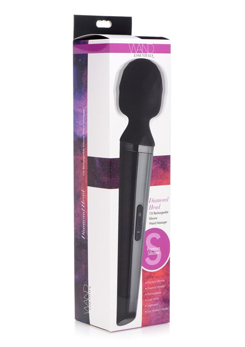 Load image 1 in gallery view. Wand Essentials Diamond Head Rechargeable Silicone Wand Massager - Black