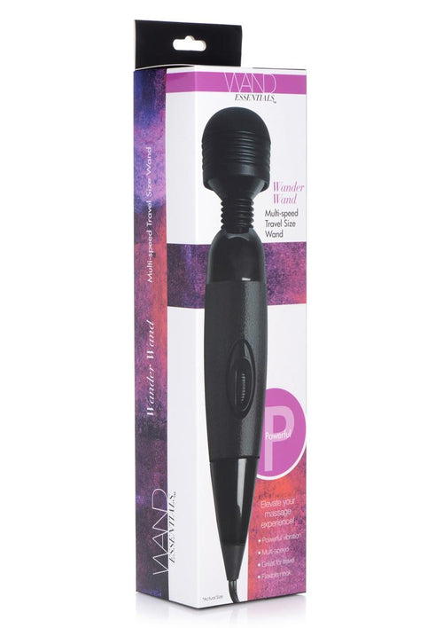 Load image 1 in gallery view. Wand Essentials Wander Wand Vibrating Multi-Speed Travel Size Wand - Black