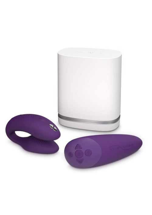 Load image 1 in gallery view. We-Vibe Chorus Rechargeable Couples Vibrator with Squeeze Control - Purple