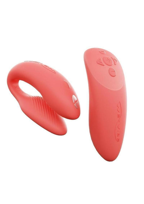 Load image 1 in gallery view. We-Vibe Chorus Rechargeable Silicone Couples Vibrator with Remote Control - Crave - Coral