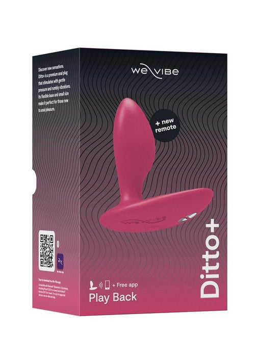 Load image 1 in gallery view. We-Vibe Ditto+ App Compatible Vibrating Rechargeable Silicone Butt Plug with Remote Control - Cosmic - Pink