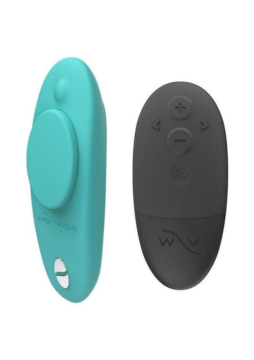 Load image 1 in gallery view. We-Vibe Moxie+ Wearable Rechargeable Silicone Panty Vibe Clitoral Stimulator with Remote Control - Aqua/Blue