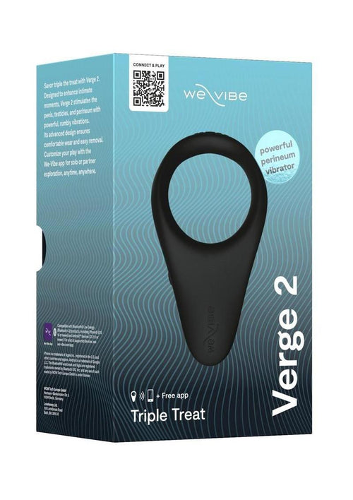 Load image 1 in gallery view. We-Vibe Verge 2 Rechargeable Silicone Vibrating Perineum Cock Ring - Black