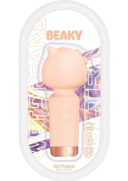 Load image 1 in gallery view. Wet Dreams Beaky Rechargeable Silicone Multi-Speed Horned Mini Vibrator - Orange/Peach