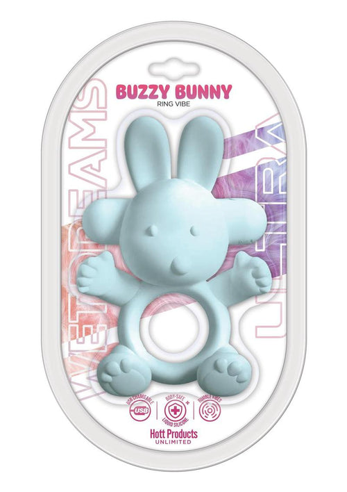Load image 1 in gallery view. Wet Dreams Buzzy Bunny Rechargeable Silicone Cock Ring - Multicolor