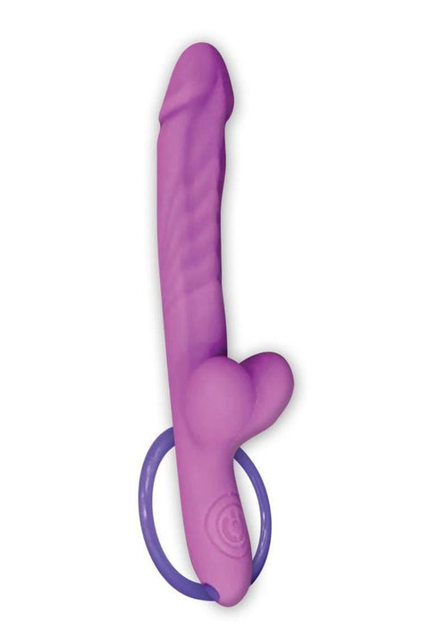 Load image 1 in gallery view. Wet Dreams Slim Dickin Rechargeable Silicone Vibrator with Balls - Lavender/Purple
