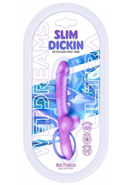 Load image 1 in gallery view. Wet Dreams Slim Dickin Rechargeable Silicone Vibrator with Balls - Lavender/Purple