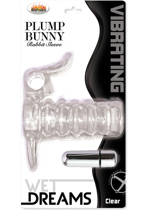 Load image 1 in gallery view. Wet Dreams Vibrating Plump Bunny Rabbit Sleeve - Clear
