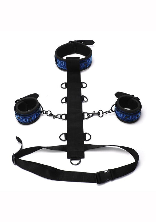 Load image 1 in gallery view. WhipSmart Adjustable Body Harness Restraint - Black/Blue - 3 Piece