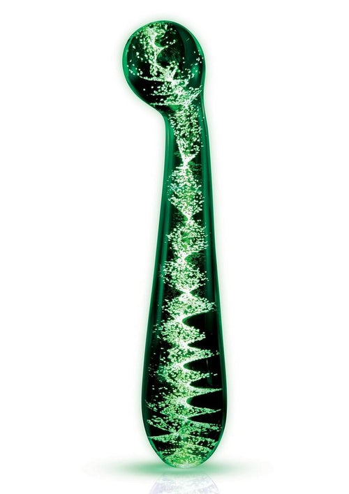 Load image 1 in gallery view. WhipSmart Bulbous Glass Dildo with Curved Base - Clear/Glow In The Dark - 6.5in