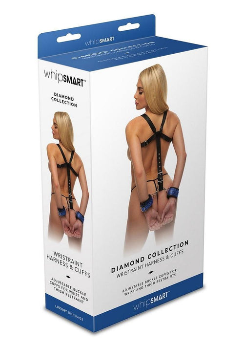 Load image 1 in gallery view. WhipSmart Diamond Wristraint Harness with Cuffs - Blue