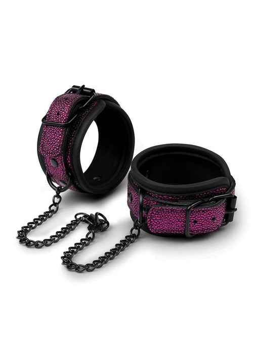 Load image 1 in gallery view. WhipSmart Dragon's Lair Deluxe Wrist and Ankle Cuffs - Black/Purple