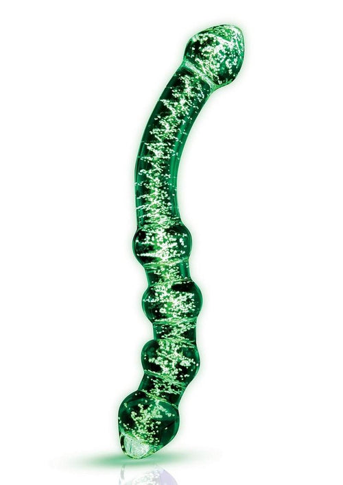 Load image 1 in gallery view. WhipSmart Dual Ended Beaded Glass Dildo - Clear/Glow In The Dark - 6.5in