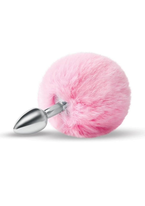 Load image 1 in gallery view. WhipSmart Fluffy Bunny Metal Plug with Tail - Metal/Pink - 2.5in