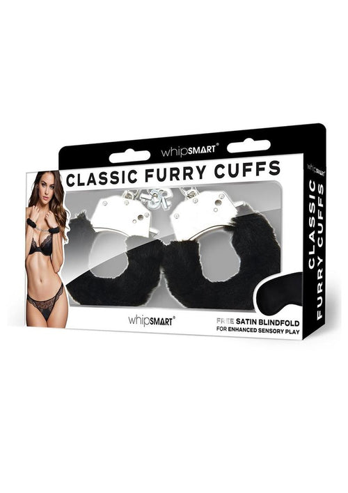 Load image 1 in gallery view. WhipSmart Furry Cuffs with Eye Mask - Black