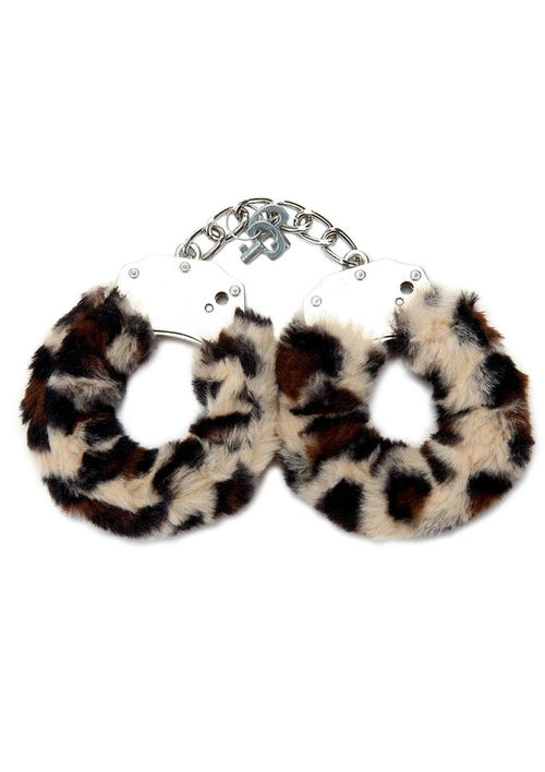 Load image 1 in gallery view. WhipSmart Furry Cuffs with Eye Mask - Animal Print/Leopard