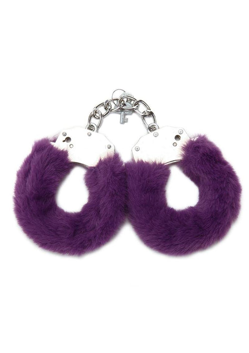 Load image 1 in gallery view. WhipSmart Furry Cuffs with Eye Mask - Purple