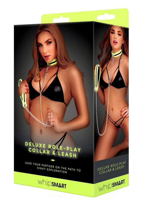 Load image 1 in gallery view. WhipSmart Glow In The Dark Deluxe Collar and Leash - Glow In The Dark/Green