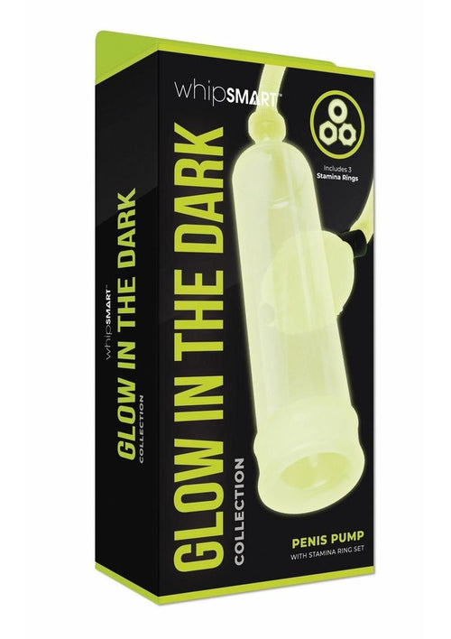 Load image 1 in gallery view. WhipSmart Glow In The Dark Penis Pump and Stamina Cock Ring - Glow In The Dark/Green - Set
