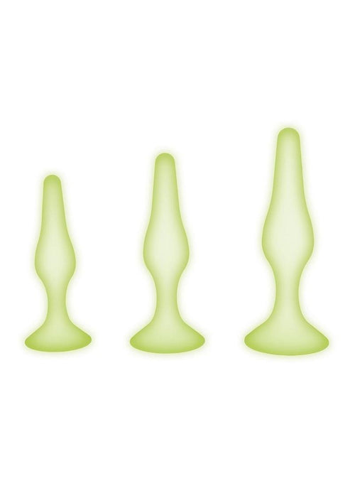 Load image 1 in gallery view. WhipSmart Glow In The Dark Silicone Anal Training Kit - Glow In The Dark/Green - 3 Piece