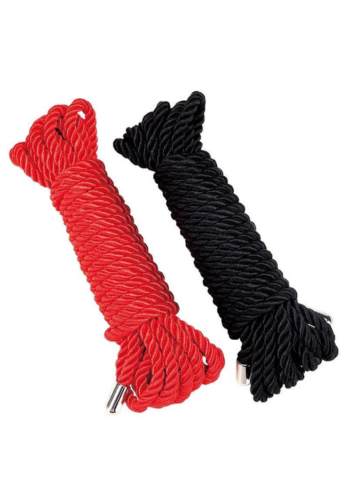 Load image 1 in gallery view. WhipSmart Heartbreaker Silky Bondage Rope - Black/Red - 2 Pack