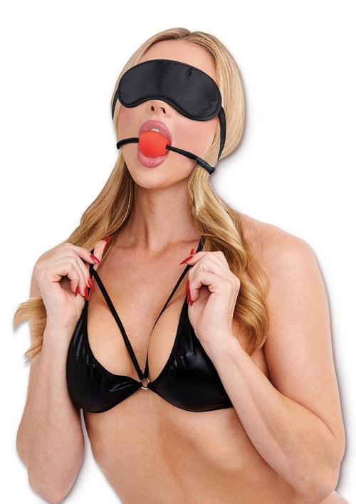 Load image 1 in gallery view. WhipSmart Japanese Bondage Rope Set with Ball Gag, Cuffs and Mask - Black - 4 Piece