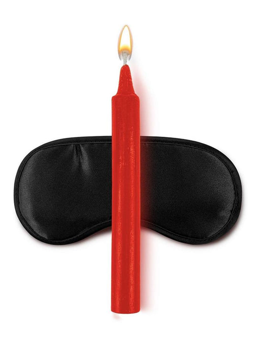 Load image 1 in gallery view. WhipSmart Japanese Bondage Rope Set with Drip Candles and Mask - Black/Red - 4 Piece