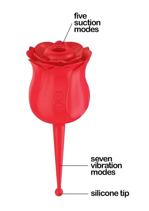 Load image 1 in gallery view. Wild Rose Le Point Rechargeable Silicone Suction Vibrator - Red