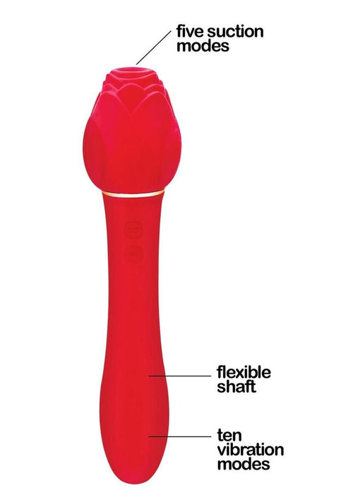 Load image 1 in gallery view. Wild Rose Rechargeable Silicone Suction + Vibrator - Red