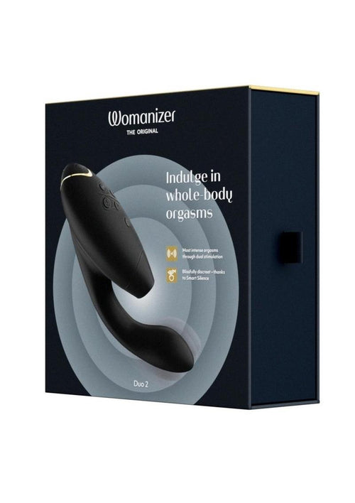 Load image 1 in gallery view. Womanizer Duo 2 Silicone Rechargeable Clitoral and G-Spot Stimulator - Black