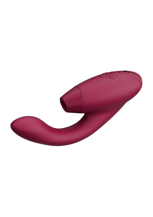 Load image 1 in gallery view. Womanizer Duo 2 Silicone Rechargeable Clitoral and G-Spot Stimulator - Bordeaux/Red