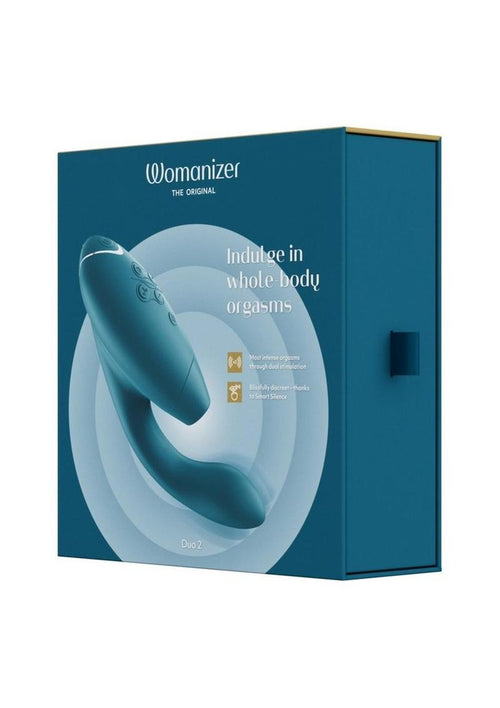 Load image 1 in gallery view. Womanizer Duo 2 Silicone Rechargeable Clitoral and G-Spot Stimulator - Green/Petrol