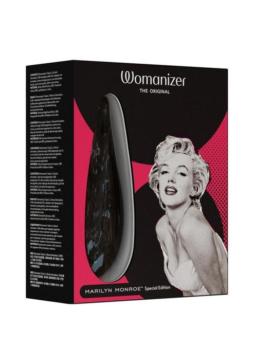 Load image 1 in gallery view. Womanizer Marilyn Monroe Special Edition Rechargeable Clitoral Stimulator - Black/Black Marble