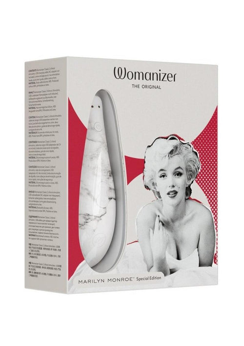 Load image 1 in gallery view. Womanizer Marilyn Monroe Special Edition Rechargeable Clitoral Stimulator - White/White Marble