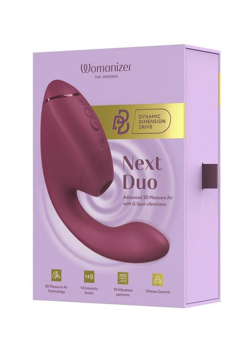 Load image 1 in gallery view. Womanizer Next Duo Rechargeable Silicone Dual G-Spot and Clitoral Stimulator - Dark - Pink