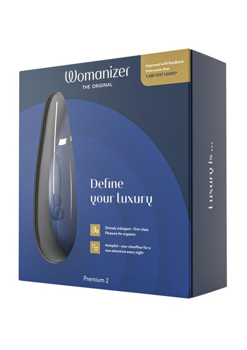 Load image 1 in gallery view. Womanizer Premium 2 Rechargeable Silicone Clitoral Stimulator - Blue/Blueberry